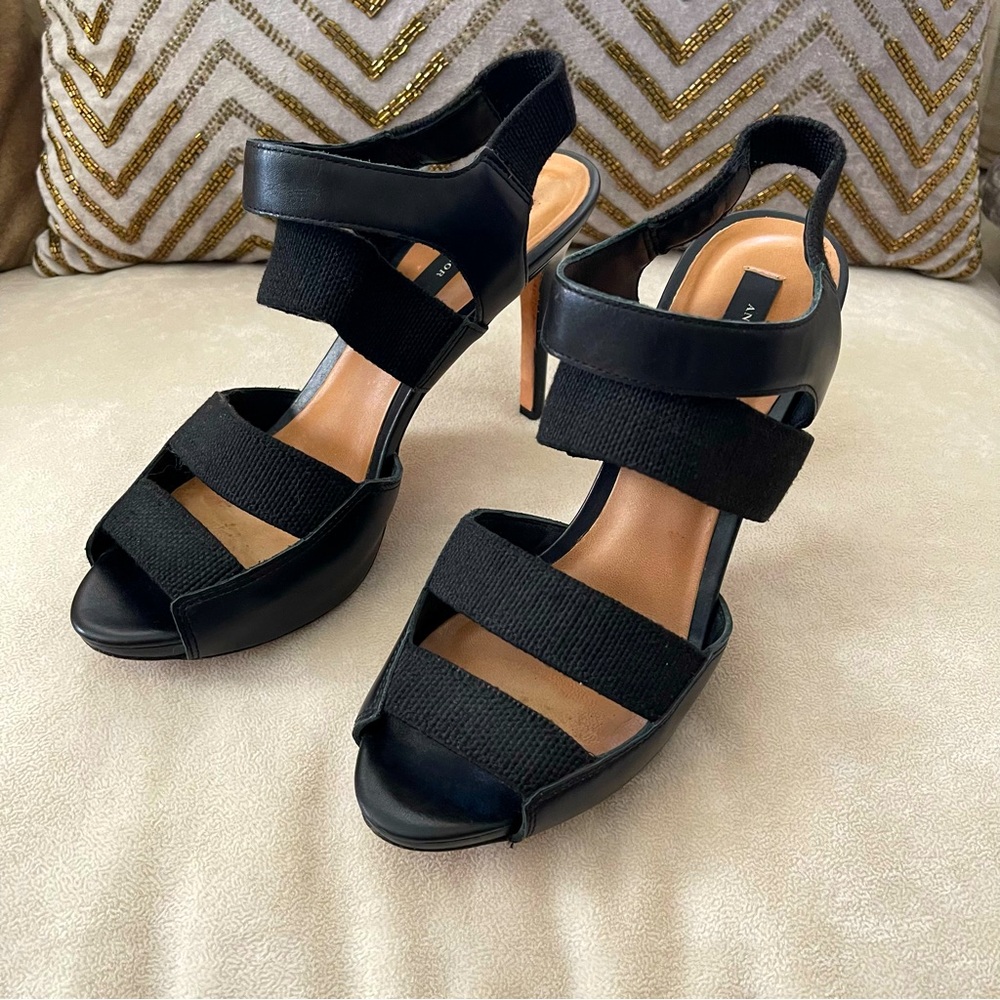 Ann Taylor “Reid” Canvas and Leather Heels - Black - 8 1/2